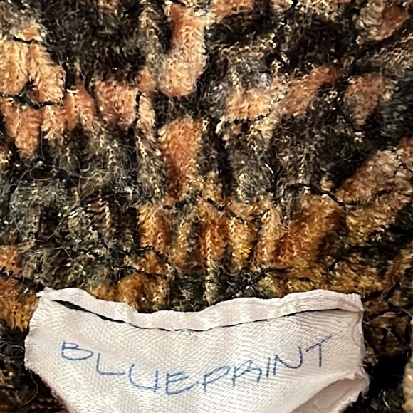 90’s Y2K Vintage Blueprint Shirt Chenille Accent Turtleneck One Size M/L - Picture 3 of 3